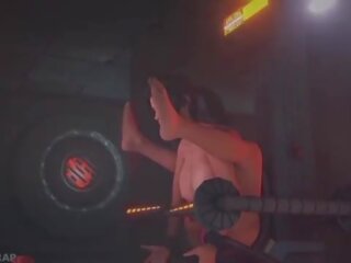 Lara croft in the orgazm machine